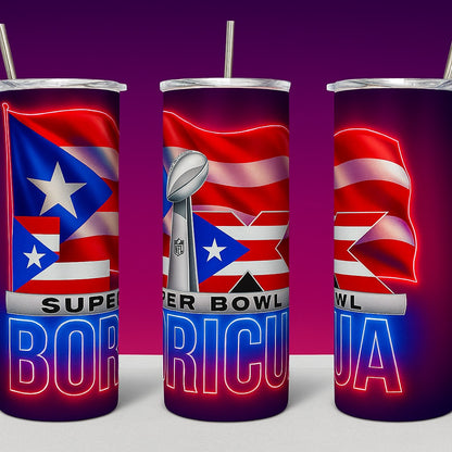 Super Bowl Boricua 20 oz Sublimation Tumbler – Puerto Rican Pride Edition