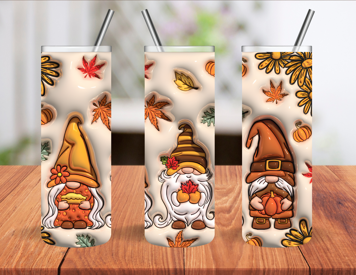 Autumn Gnome Trio | 20 oz Sublimation Tumbler
