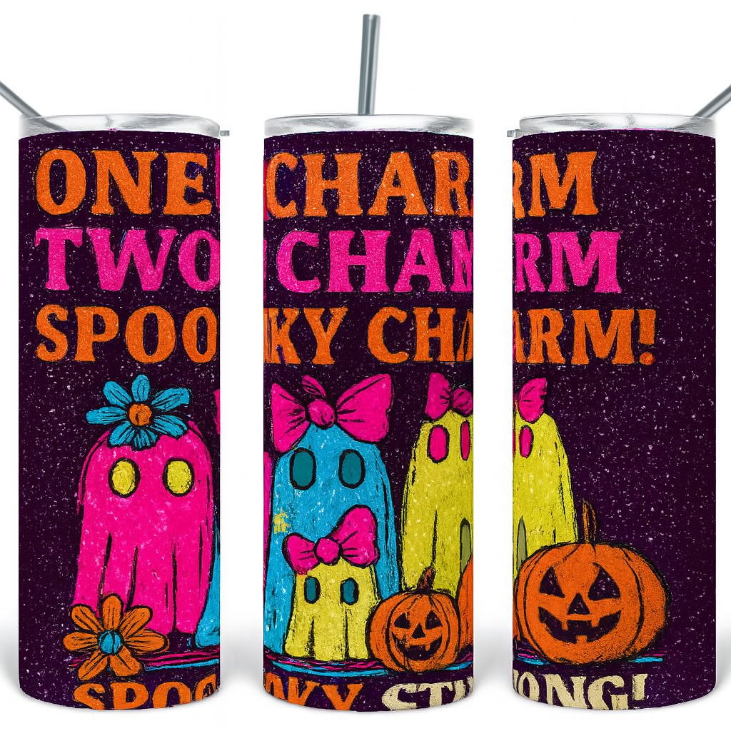One Charm, Two Charm, Spooky Charm Tumbler (20 oz Sublimation Tumbler with straw)