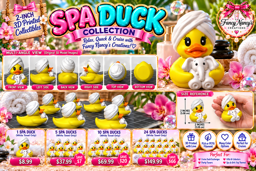3D Printed Spa Duck, Towel Elephant Duck, Cruise Exchange Duck, Spa Party Favor