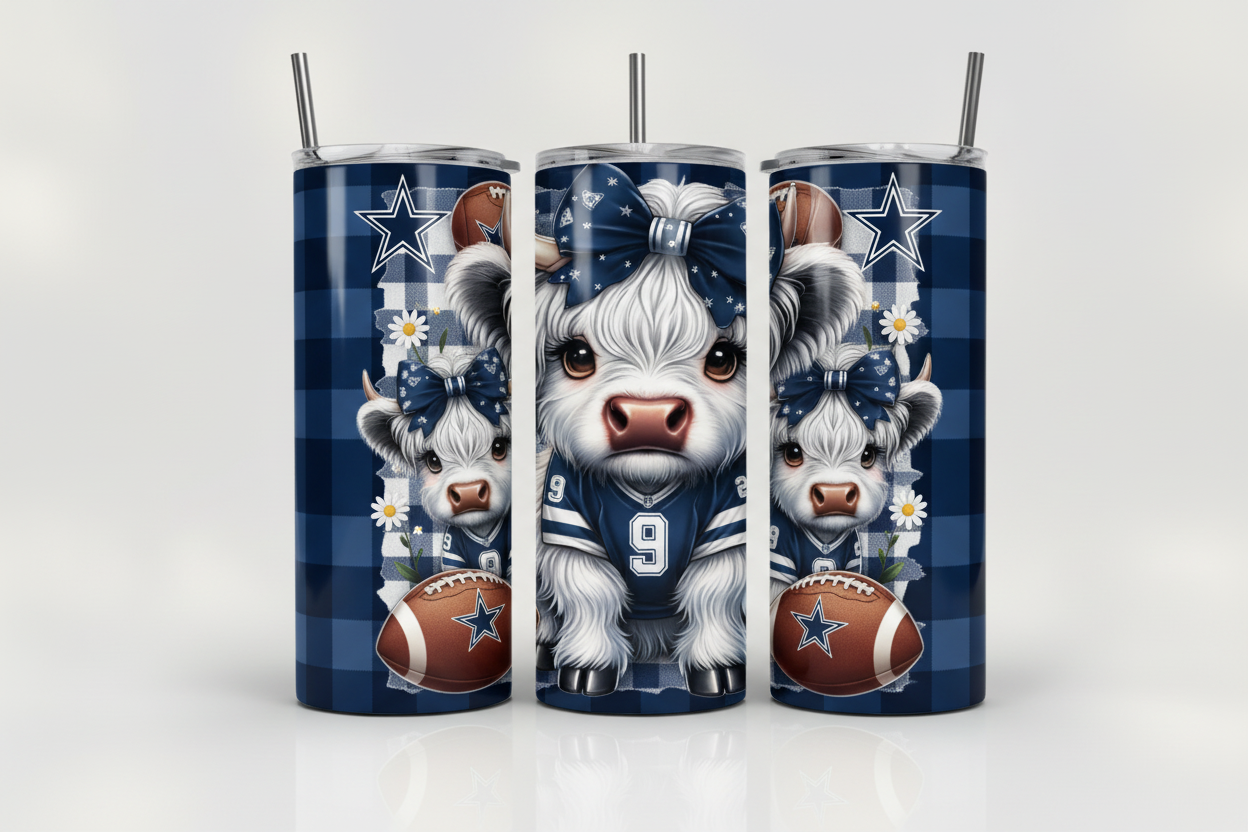 Dallas Cowboys Highland Cows 3-Tumbler Mockup