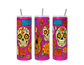 Día de los Muertos Tumbler – Sugar Skull & Marigold Drop (20 oz Sublimation Tumbler with straw)