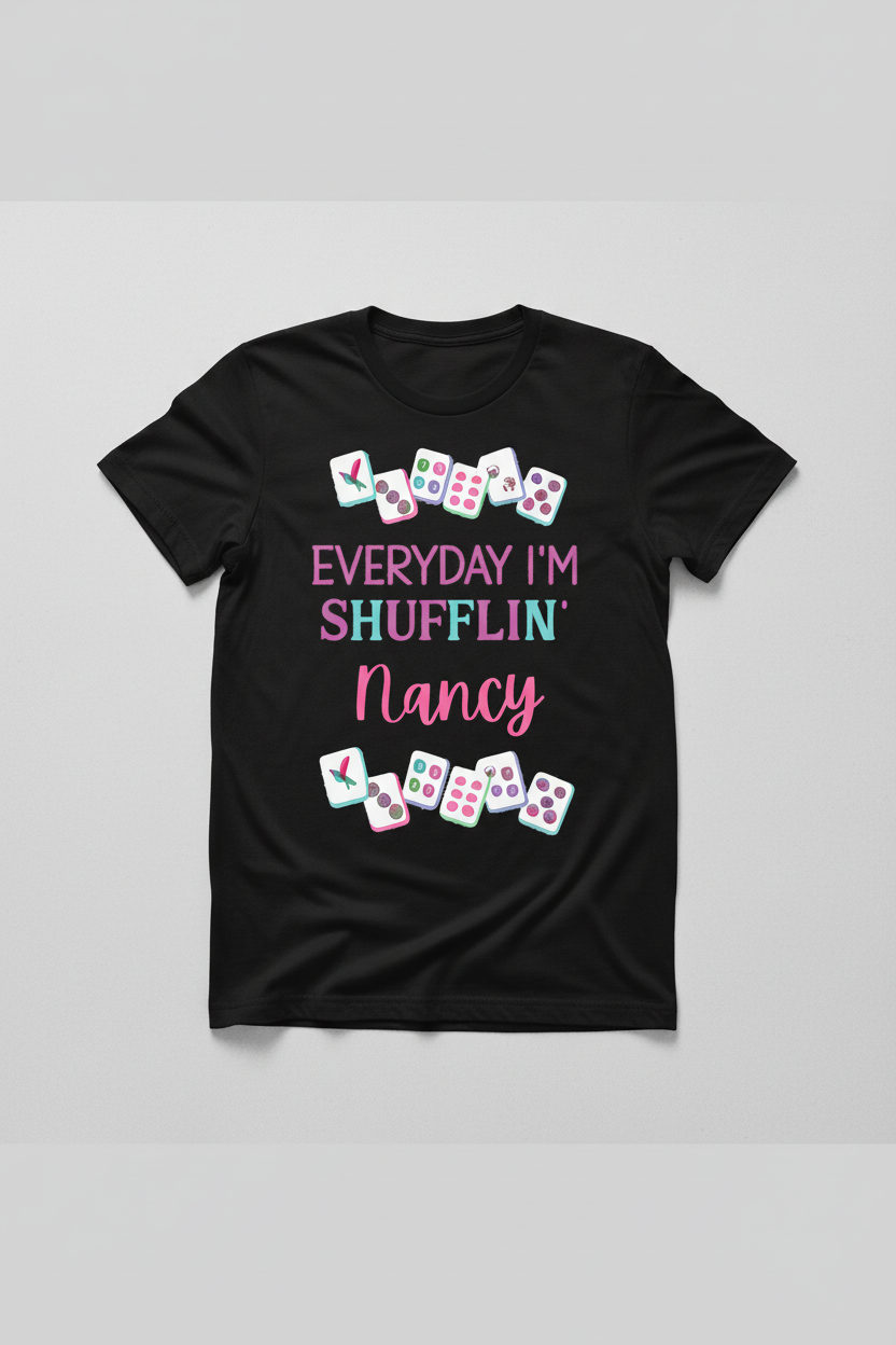 Everyday I'm Shufflin' Black T-Shirt Mockup