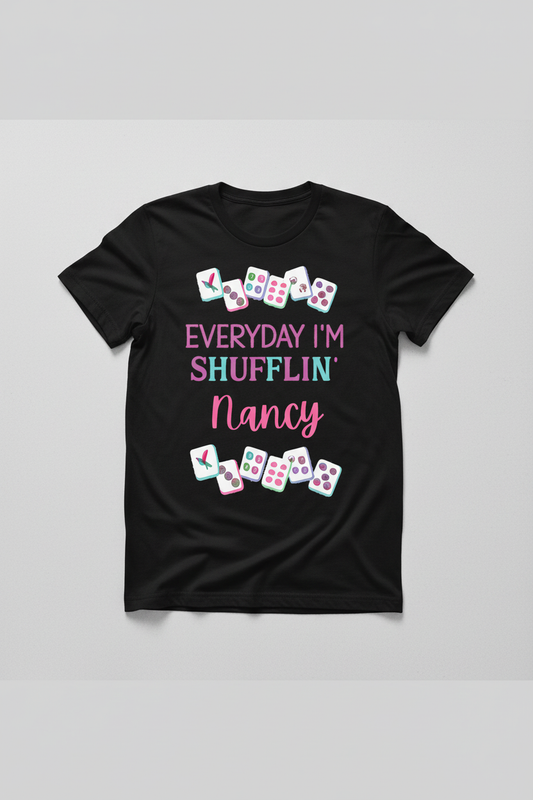 Everyday I'm Shufflin' Black T-Shirt Mockup