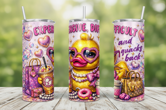 Expensive Difficult & Quacks Back Pink Glitter Trio Mockup