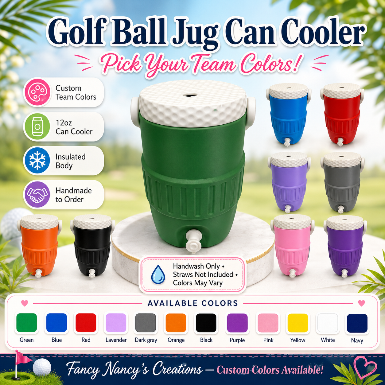 Golf Ball Jug Can Cooler – Golf Ball Can Holder, 12oz Can Cooler