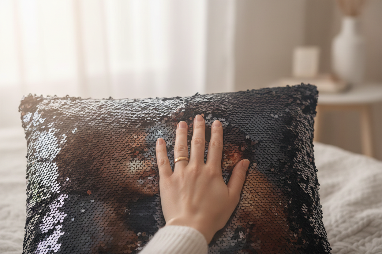 Square Custom Photo Sequin Pillow Case - Magic Reversible Pillow