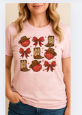 Cowboy Boots Bows & Kisses Valentine's Day T-Shirt