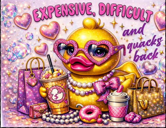 Expensive, Difficult & Quacks Back Pink Glitter 20 oz Sublimation Tumbler