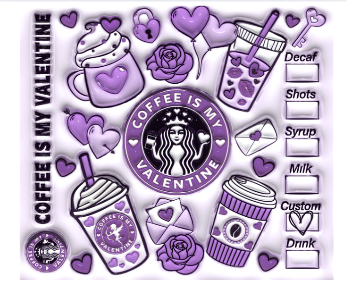 Coffee is My Valentine 20oz Skinny Tumbler | Pink Hearts