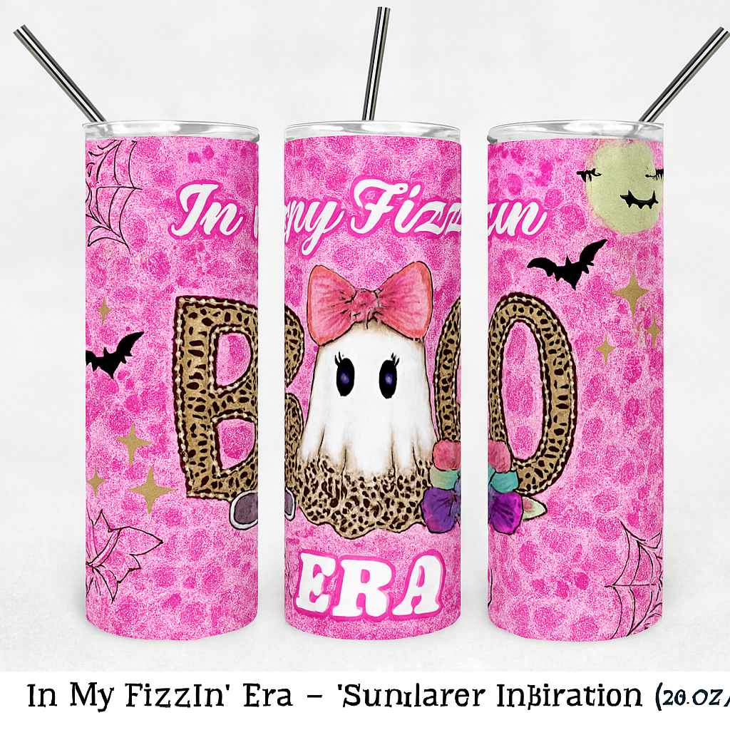 In My Fizzin’ BOO Era Tumbler – Pink Leopard Halloween Drop  (20 oz Sublimation Tumbler with straw)