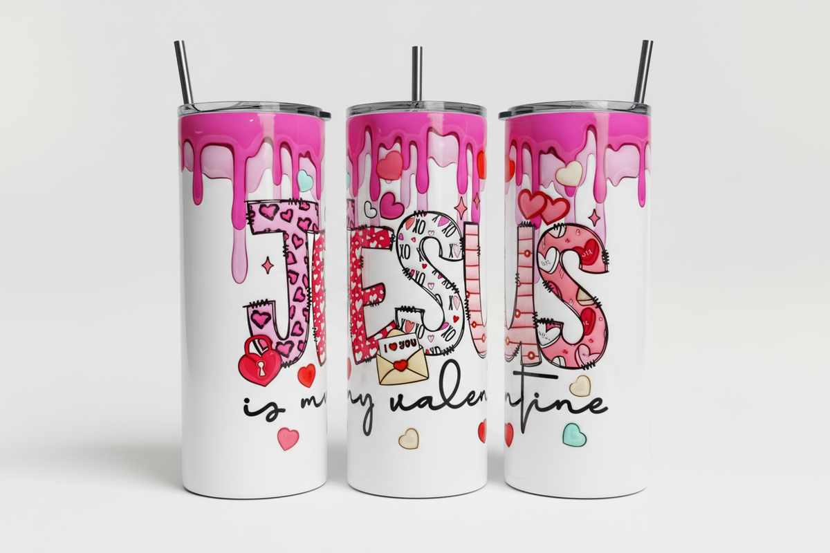 Jesus is my Valentine 3-Tumbler Mockup