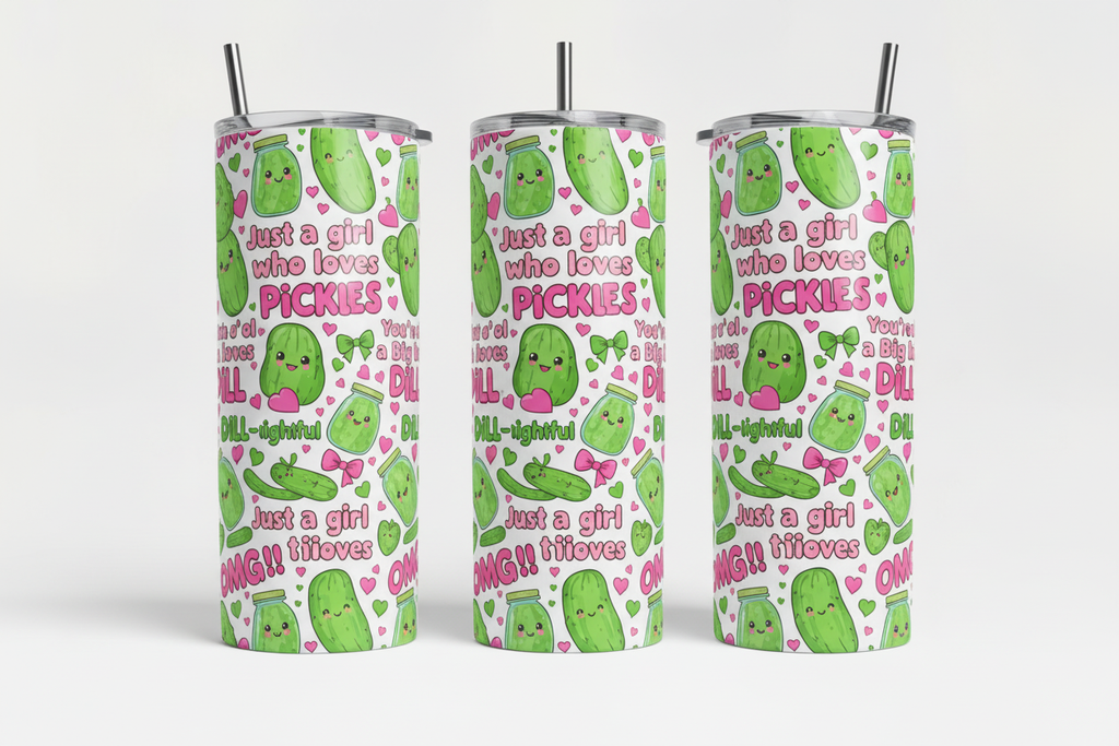 Just a Girl Who Loves Pickles 3-Tumbler Mockup