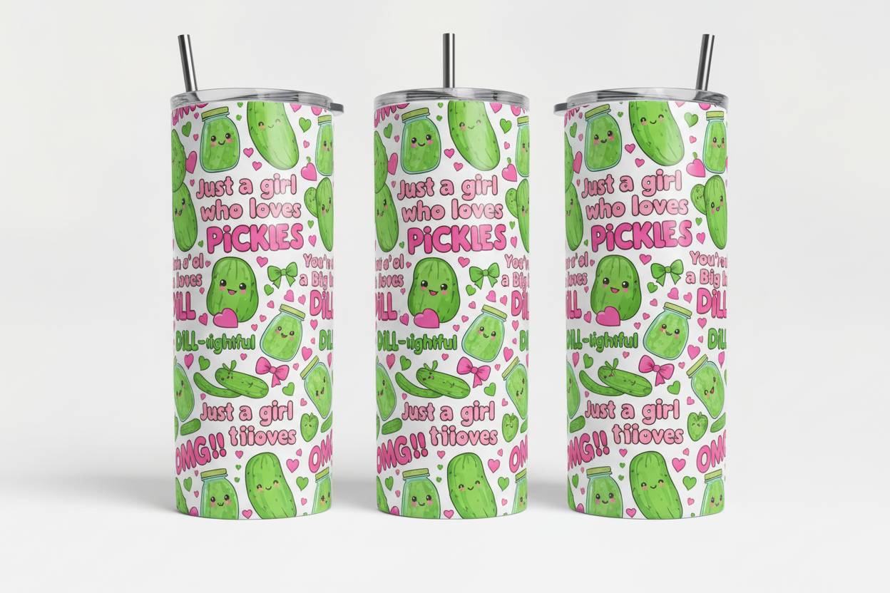 Just a Girl Who Loves Pickles 3-Tumbler Mockup