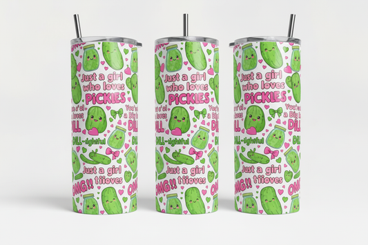 Just a Girl Who Loves Pickles 3-Tumbler Mockup