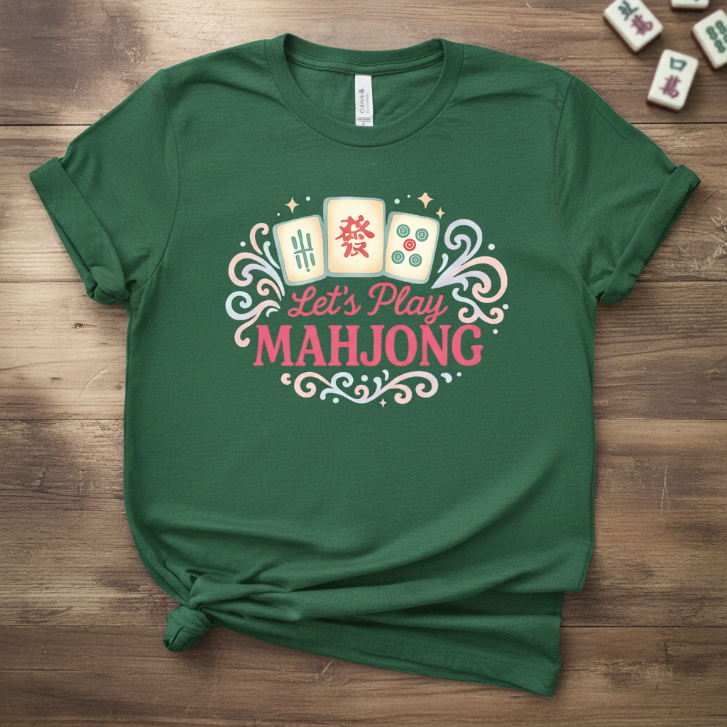 Let's Play Mahjong Forest Green T-Shirt