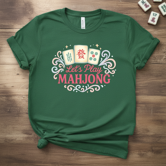 Let's Play Mahjong Forest Green T-Shirt