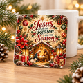 O Holy Night Christmas coaster with nativity scene