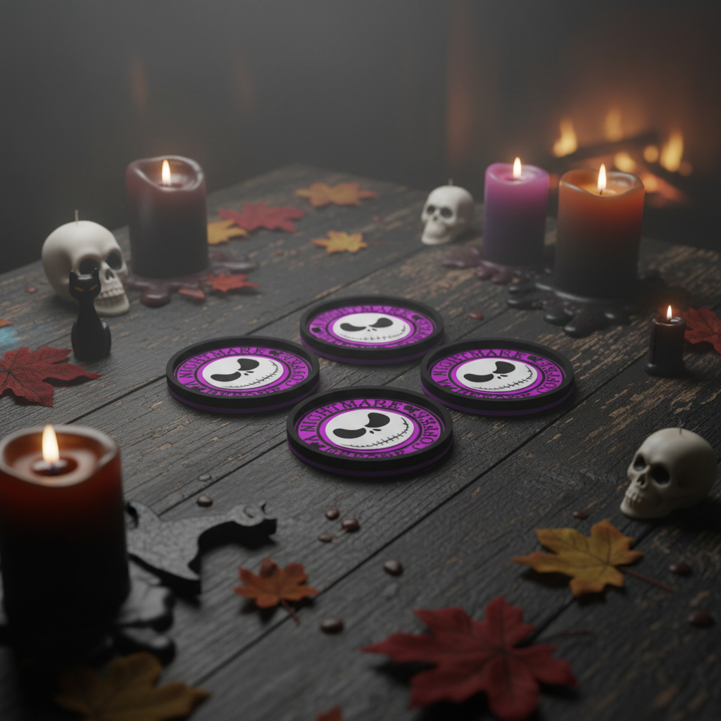 Nightmare Before Coffee Coasters - Black Eyes