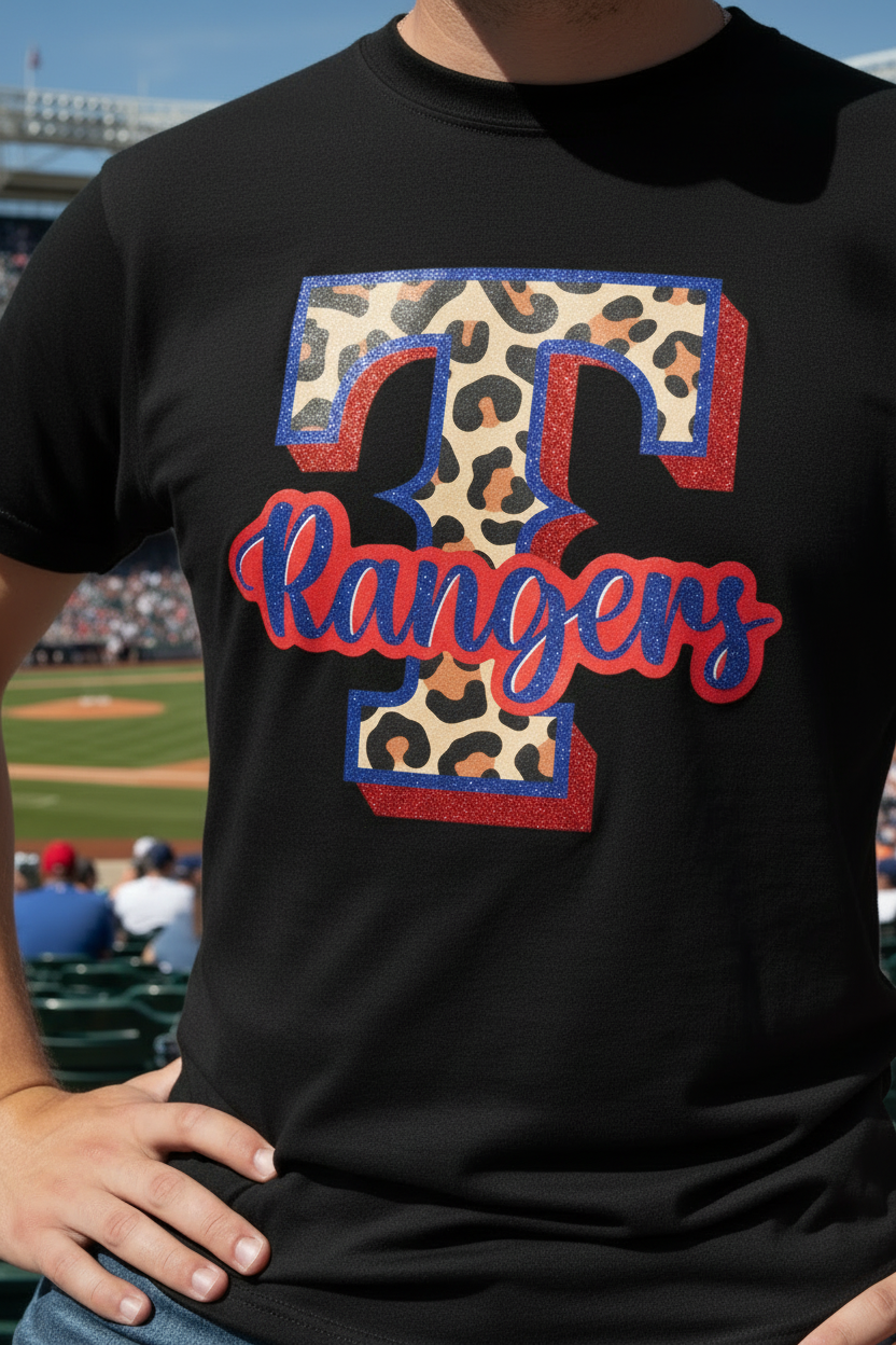 Rangers Leopard Glitter - Black Shirt