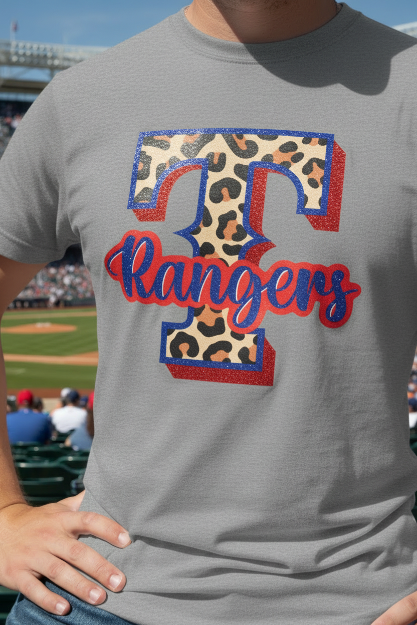 Rangers Leopard Glitter - Gray Shirt