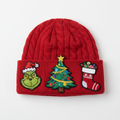 Red beanie with Christmas patches