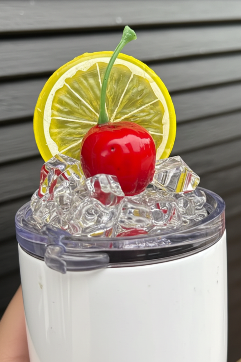 Tumbler Lid with Acrylic Ice and Fruit