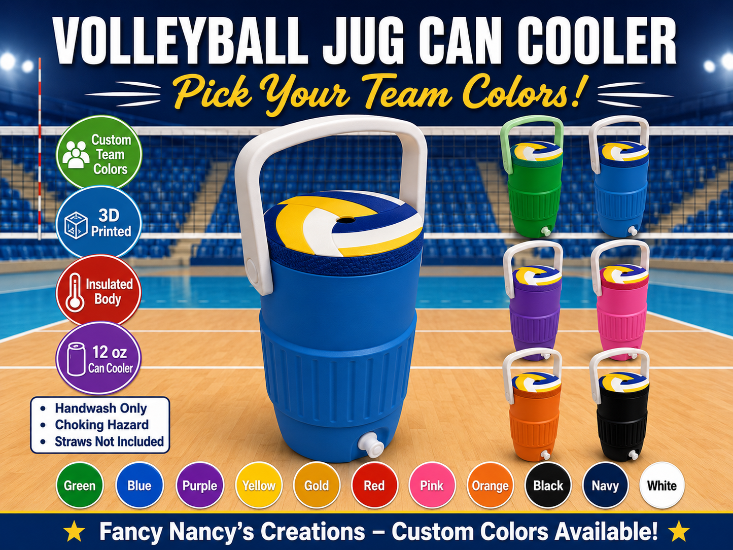 Volleyball Jug Can Cooler – Volleyball Can Holder, 12oz Can Cooler