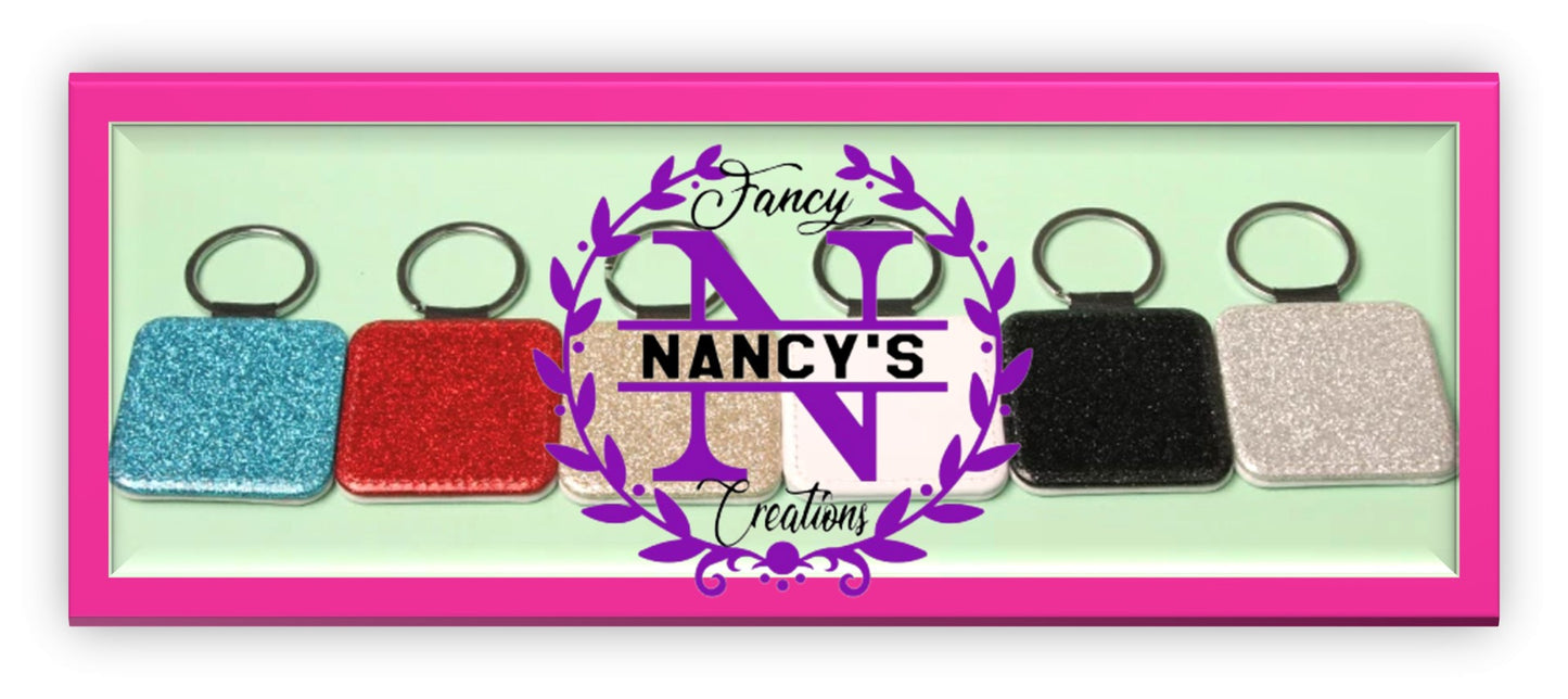 Keychain Glitter Square Silver (Sublimation)