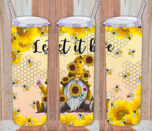20oz Customized Sublimation Tumbler with straw -Gnome, Let it Bee, Sunflowers