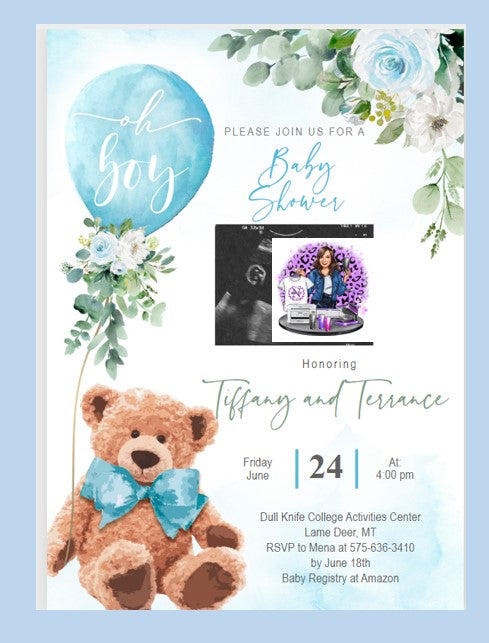 Teddy Bear Baby Shower Invitations- Personalized