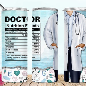 20oz Customized Sublimation Tumbler with straw - Doctor