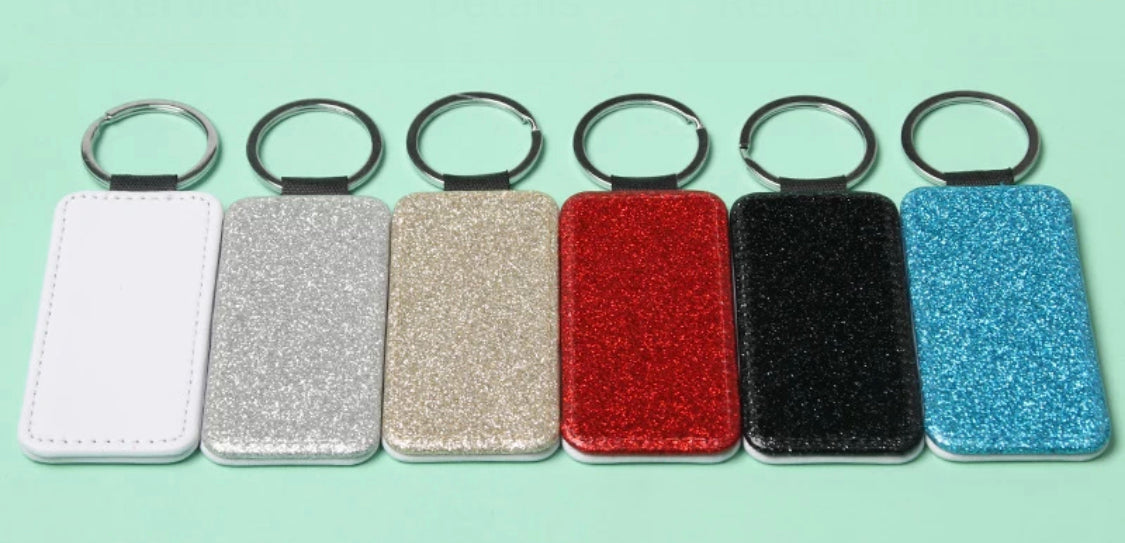 Keychain Glitter Rectangular Silver (Sublimation)