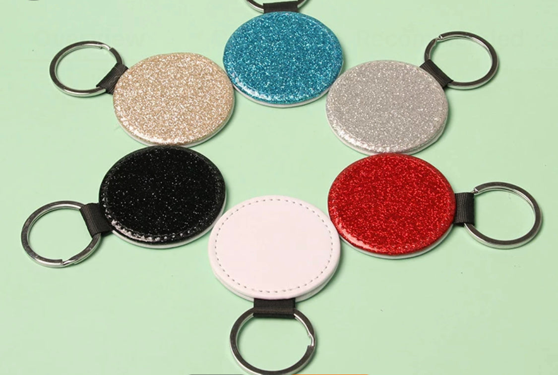 Keychain Glitter Circle Silver (Sublimation)