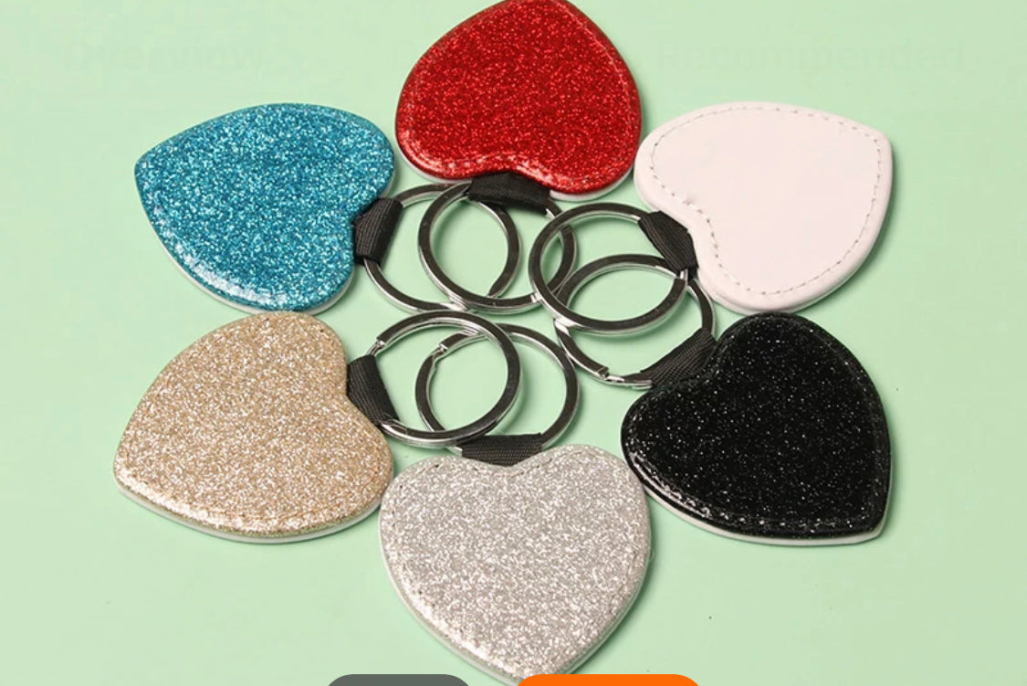 Keychain Glitter Heart Red (Sublimation)